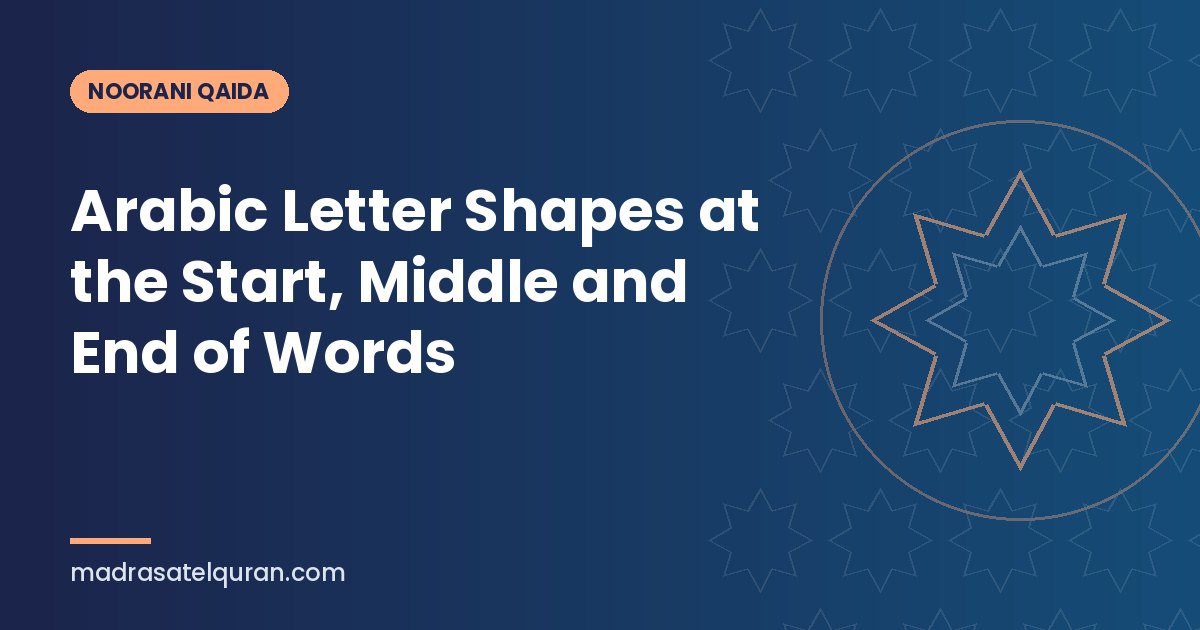 Arabic Letter Shapes at the Start, Middle and End of Words
