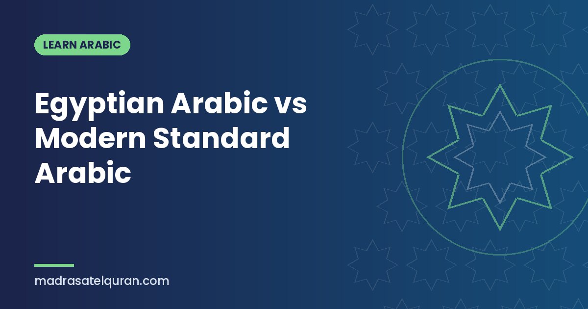 Egyptian Arabic vs Modern Standard Arabic