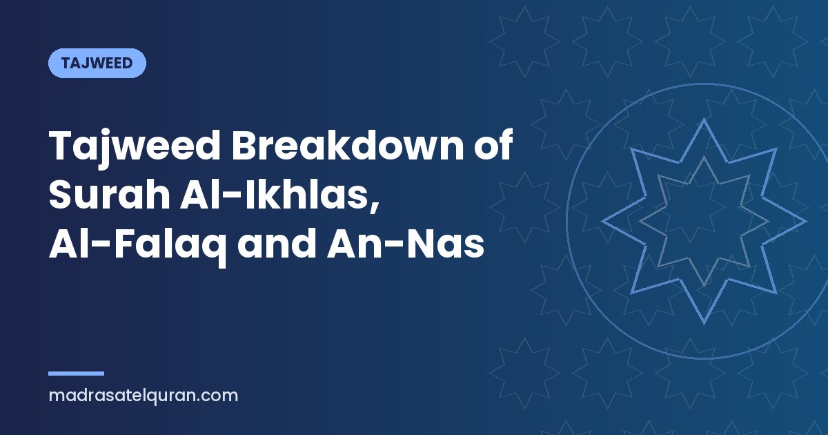 Tajweed Breakdown of Surah Al-Ikhlas, Al-Falaq and An-Nas